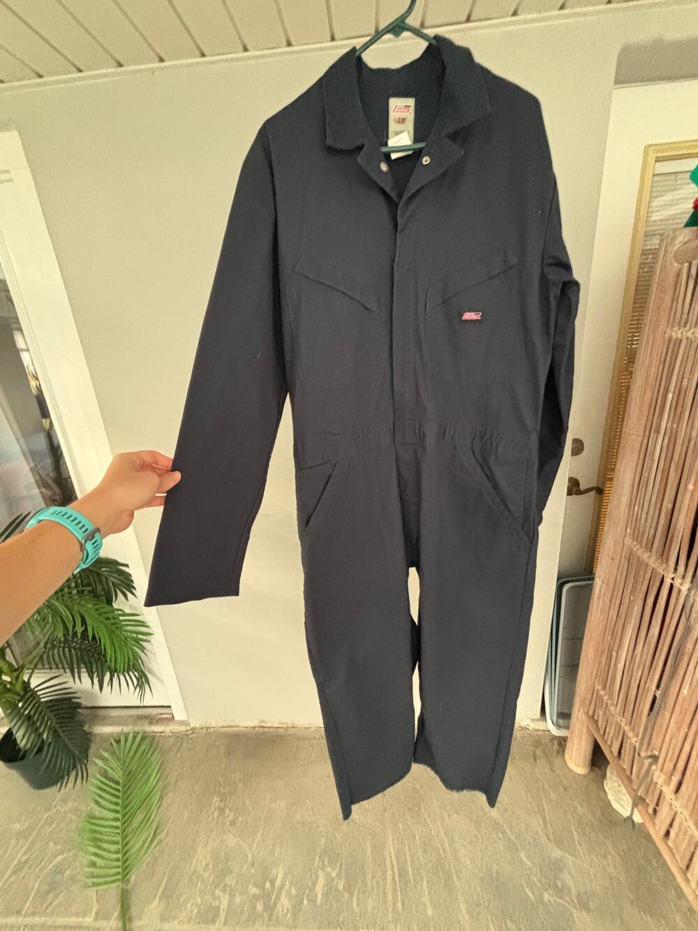 Dickies Coveralls Large Tall Navy Workwear Long Sleeve Utility Jumpsuit